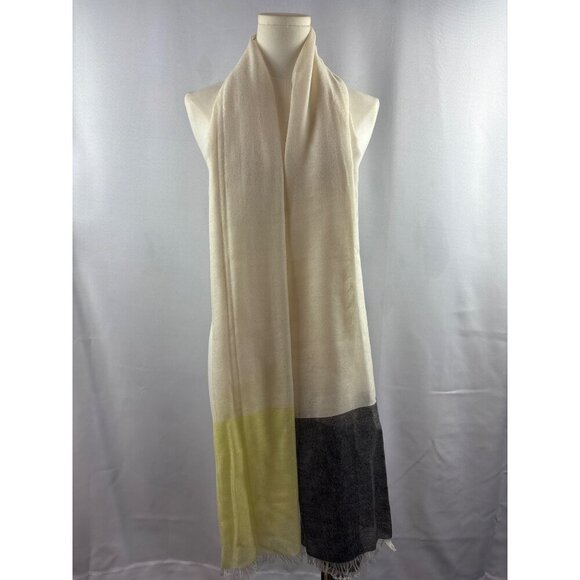 Colorblock Soft Cashmere-Blend Scarf With Fringe Edges - Picture 5 of 5